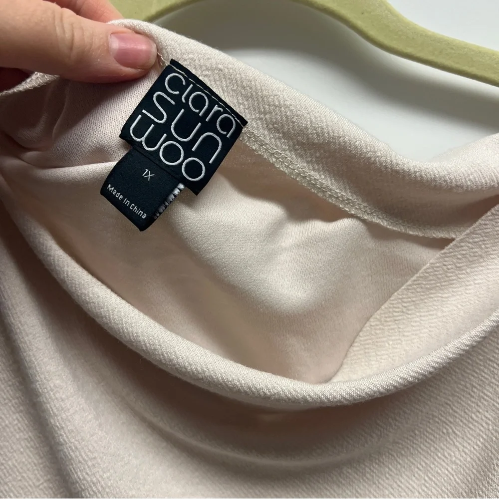 NWT Clara Sunwoo Boat Neck Side Ruched Sweater Top - Bone - Picture 5 of 6